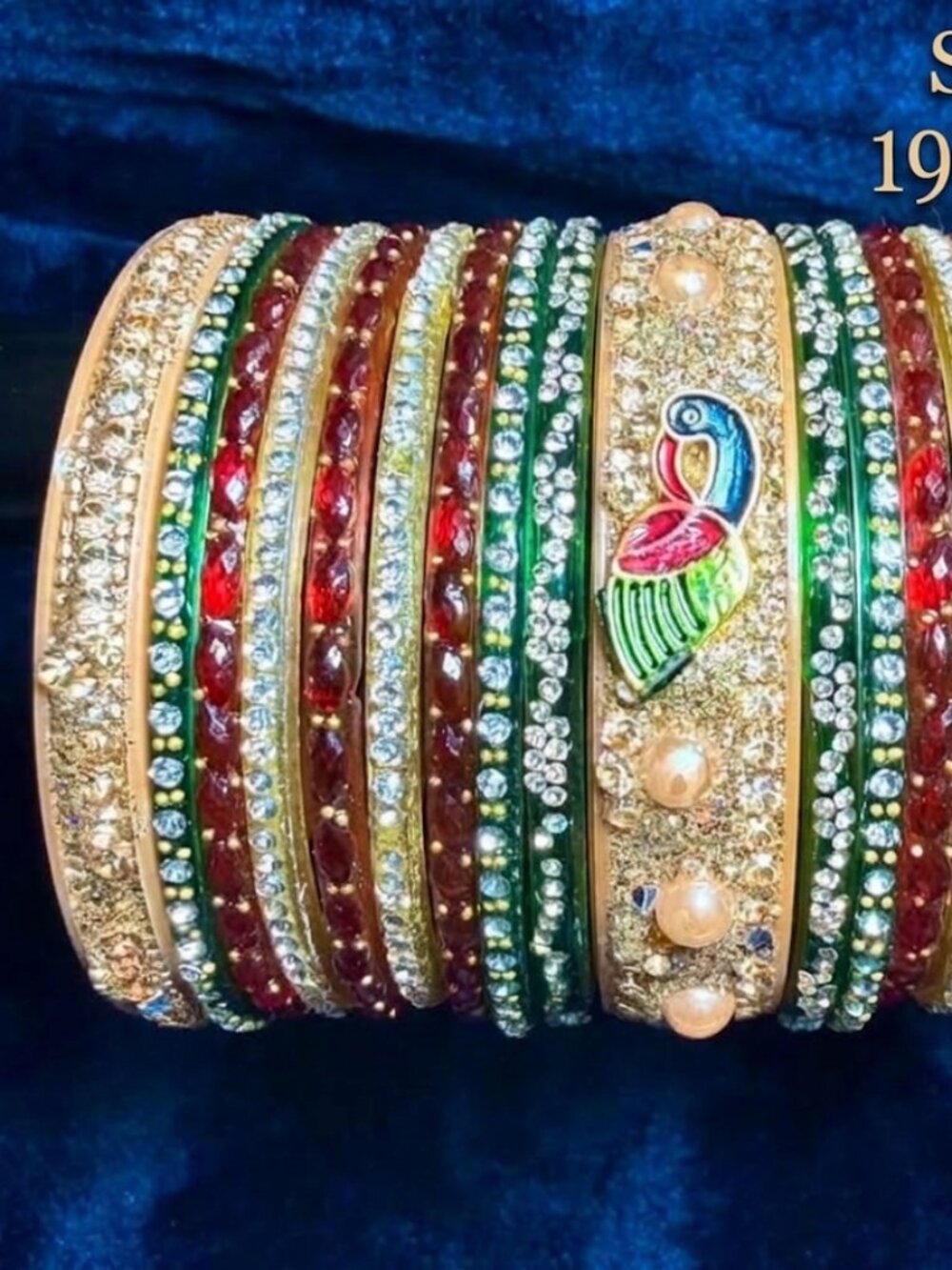 Indian Traditional Red & Gold Rhinestone Bangle Set for Women - Ethnic Stackable